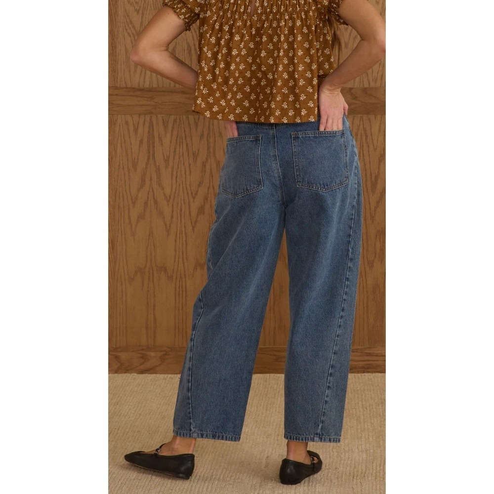 Rylee + Cru Womens High Waisted Barrel Leg Jeans Indigo Denim Size M - Picture 2 of 5